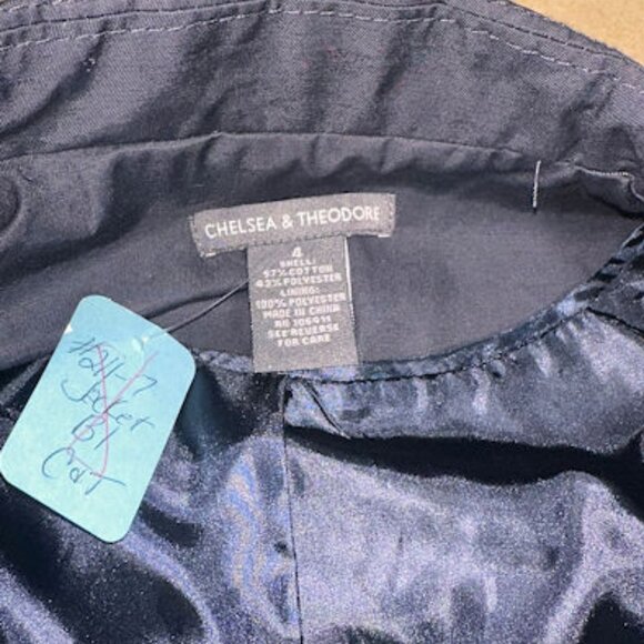 Chelsea & Theodore Navy Blue Cropped Trench Coat, Size 4 - Picture 3 of 5